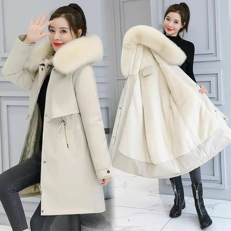 여성용 겨울 재킷, 따뜻한 코트, 긴 여성 재킷, 플러스 사이즈 5XL 여성 파카, 겨울 코트, 모피 칼라, 후드 아웃웨어, 패션