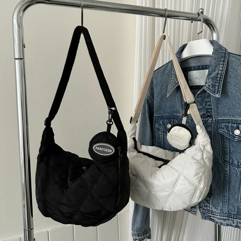 Tas selempang kapasitas besar, tas selempang kapasitas besar, berlian sederhana, warna murni, tas kurir dengan tas dompet wanita
