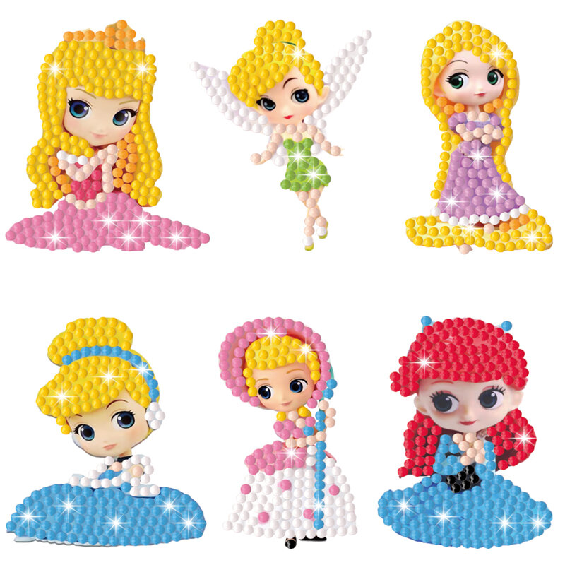 Disney Princess Diamond Pintura Adesivos, Mosaico Adesivos, Fácil por Números Kits para Crianças, 5D, Arte Infantil