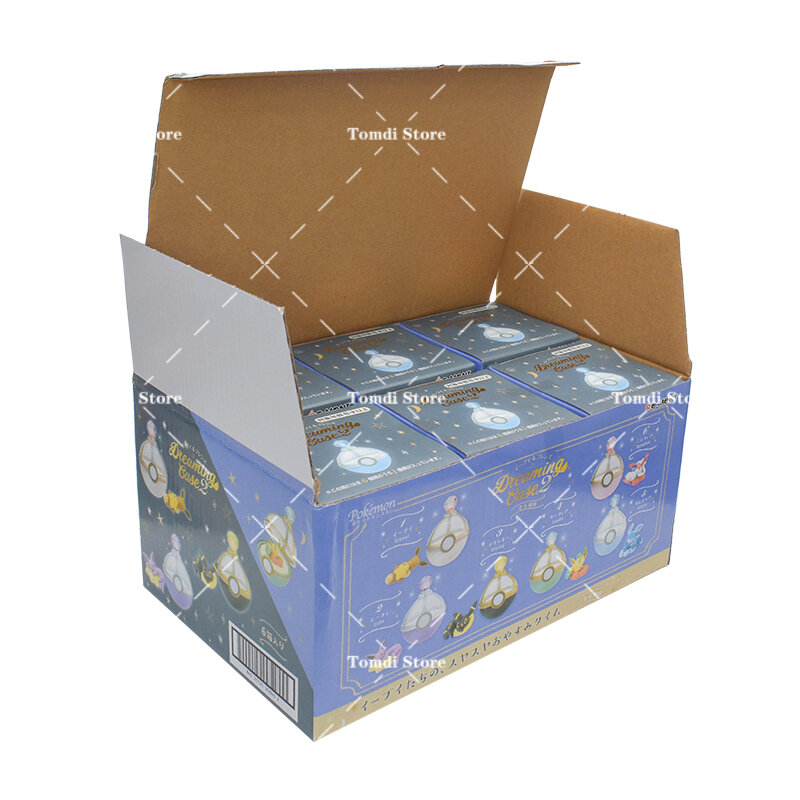 Figura de acción de PVC con caja de venta al por menor, juego familiar de Pokemon Blind Box, Sleeping Eevee Flareon Jolteon, decoración de escritorio con forma de diamante