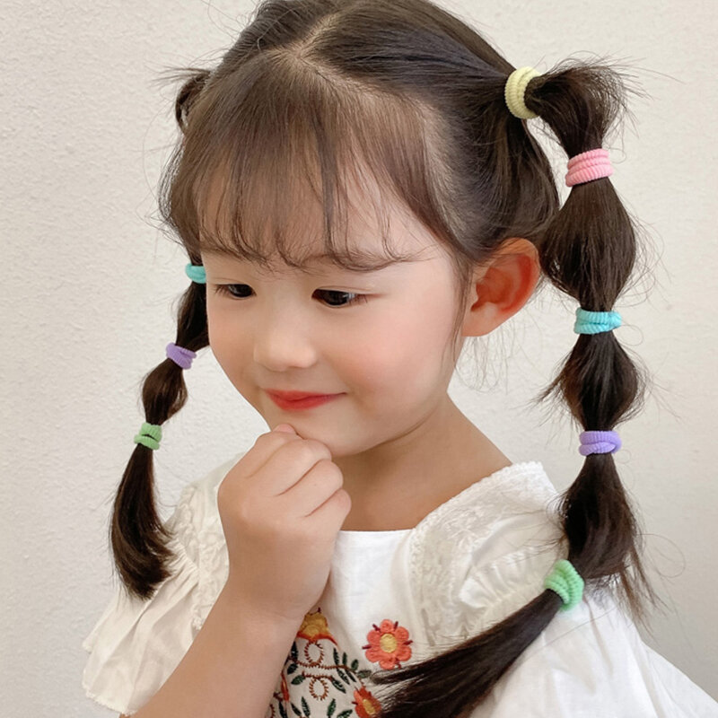 100pcs Girls Elastic rubber band Hair Bands Kids Sweet Nylon Scrunchie Headbands  Baby Ponytail Hair Accessories Gift