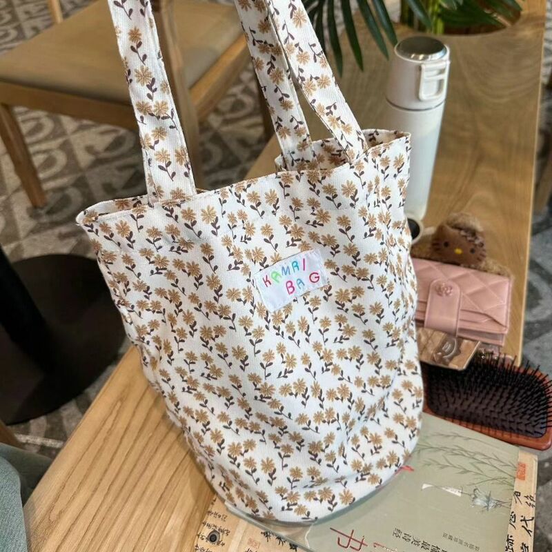 Large Capacity Shoulder Bag Fashion Canvas Cute Bucket Bag Comfortable Portable Tote Bag Girls