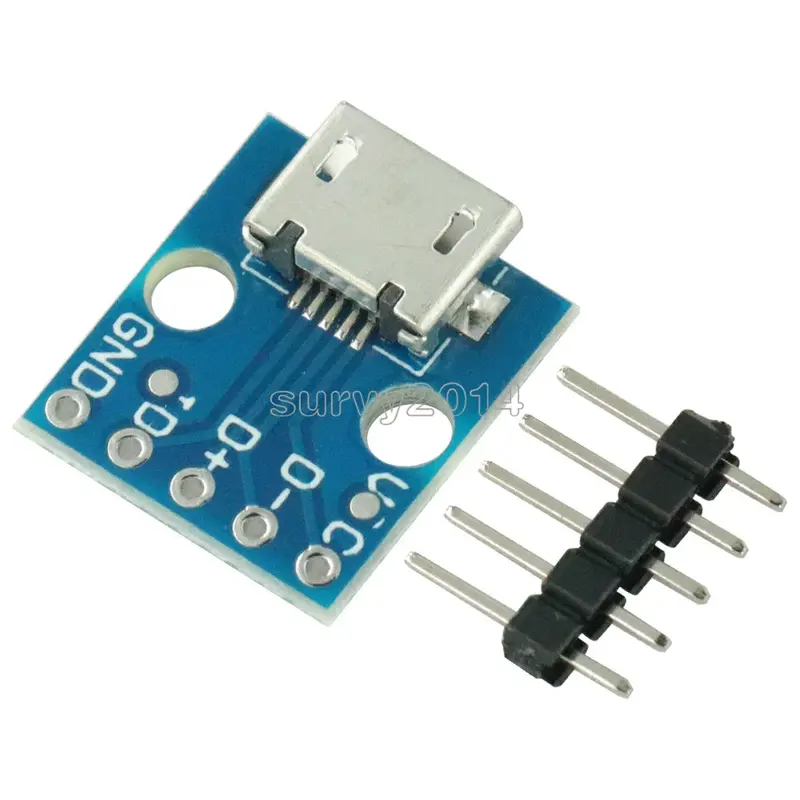 10pcs Female MICRO USB to DIP 5-Pin Pinboard 2.54mm micro USB type Module Board