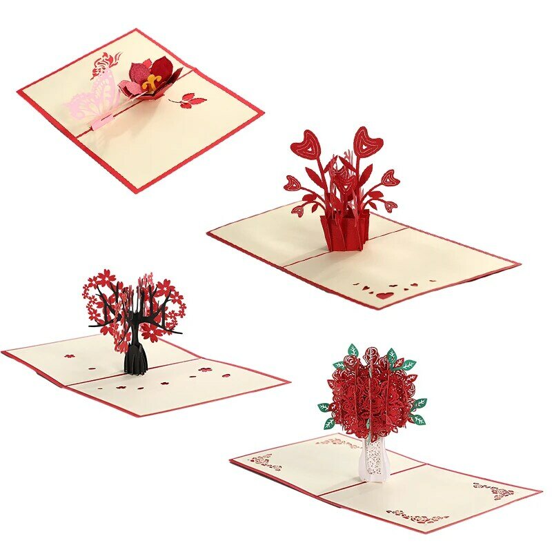 3D estereoscópico rosas cartão postal, Love Envelope, Dia dos Namorados, Aniversário, Casais