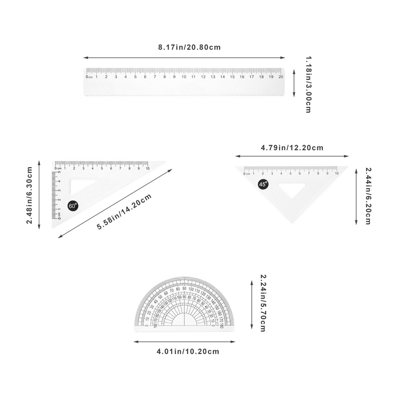Narzędzia geometryczne precyzyjny kątomierz profesjonalny linijka pomiarowa rysunek projektowy