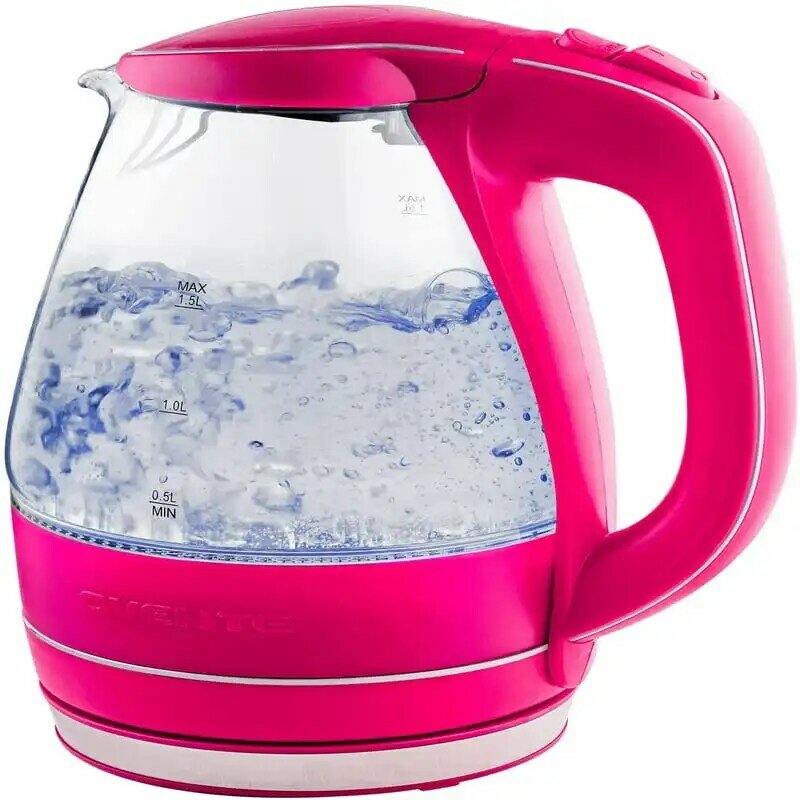 Teko listrik แก้วต้มน้ำร้อนขนาด1.5ลิตรบอโรซิลิเกตแก้วต้มเร็วบนเคาน์เตอร์เครื่องทำน้ำร้อนปราศจากสาร BPA ปิดอัตโนมัติ