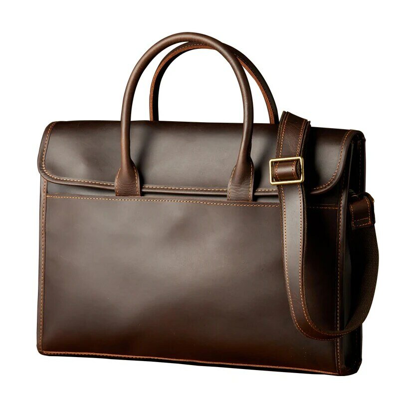 Мужская сумка из натуральной кожи Крейзи Хорс, винтажная сумка через плечо из воловьей кожи в стиле ретро, портфель для ноутбука ручной работы