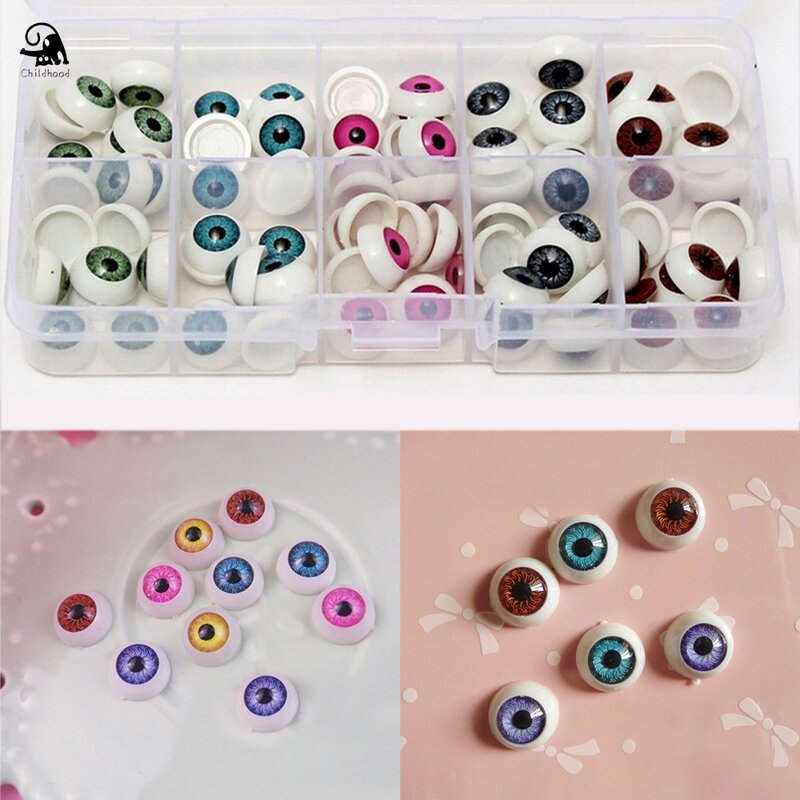 1 Pairs/Set Dia 12mm Doll Eyeballs colorful safe Half Round Acrylic Eyes for DIY Doll Bear Crafts
