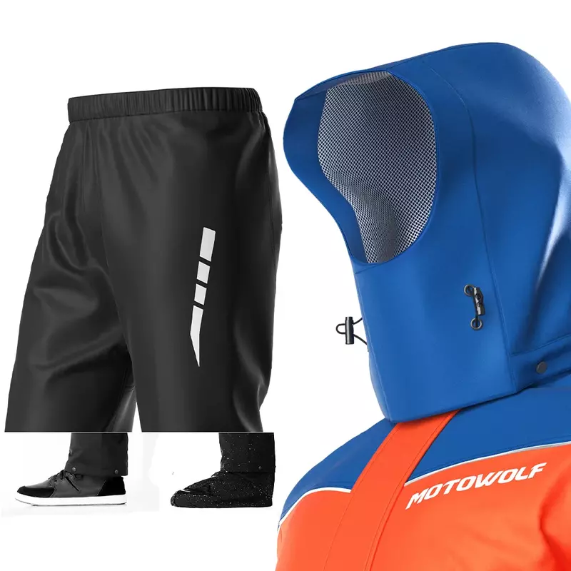 Мотоциклетный комплект дождевика для мужчин, водонепроницаемый дышащий велосипедный комплект, портативный светоотражающий повседневный костюм с разрезом для езды на открытом воздухе