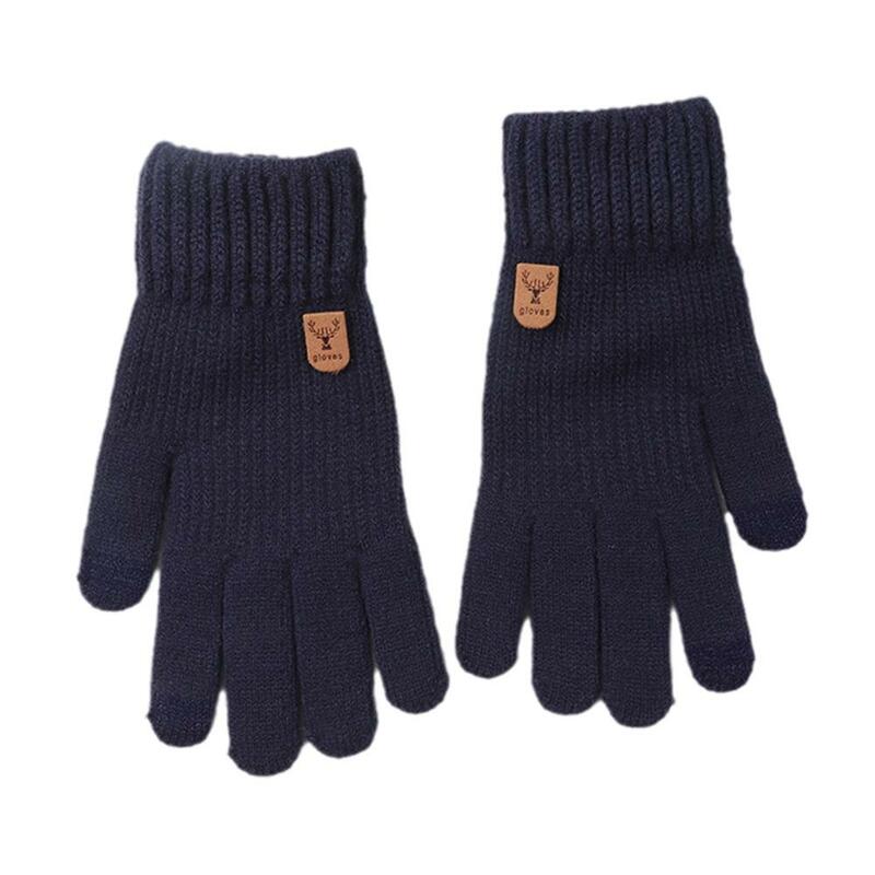 Zimowa ciepła dziergana rękawiczka ekran telefonu komórkowego dziergana rękawiczka w pełnym mitenki gruba szydełkowa rękawica dla mężczyzn G8a4