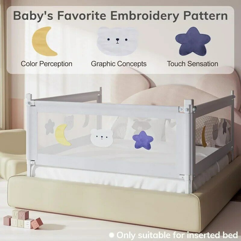 سكة سرير للأطفال الصغار ، قفل مزدوج للأطفال ، نمط للأطفال الرضع ، ارتفاع الرضع أ ، 3 عبوات