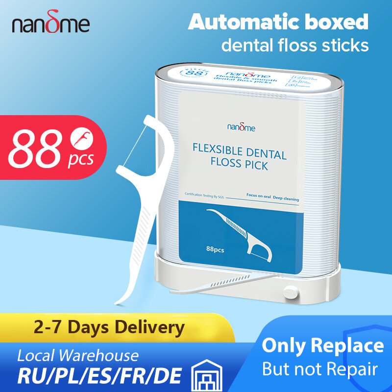 Nandme Flexsible Dental Flosser Picks Toothpicks Teeth Stick Tooth Cleaning Interdental Brush 88pcs Automatic Boxed Oral Care