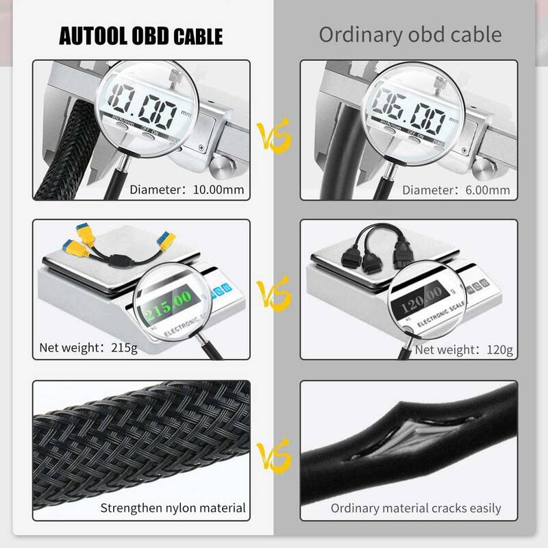 Extensão Splitter Cable Adapter, 16Pin Extender Cord para Conexão Code Reader, Scanner Ferramenta de Diagnóstico, OBD-2, 35cm
