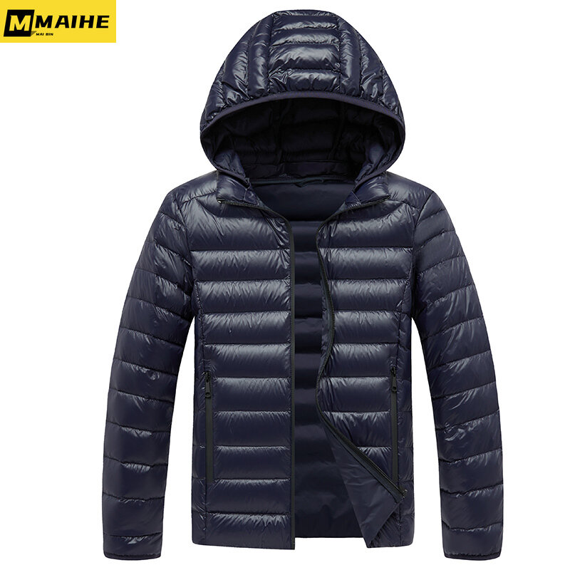 2023 Men's new winter down jacket ultra-light waterproof windproof breathable coat large size men's and women's hooded jacket