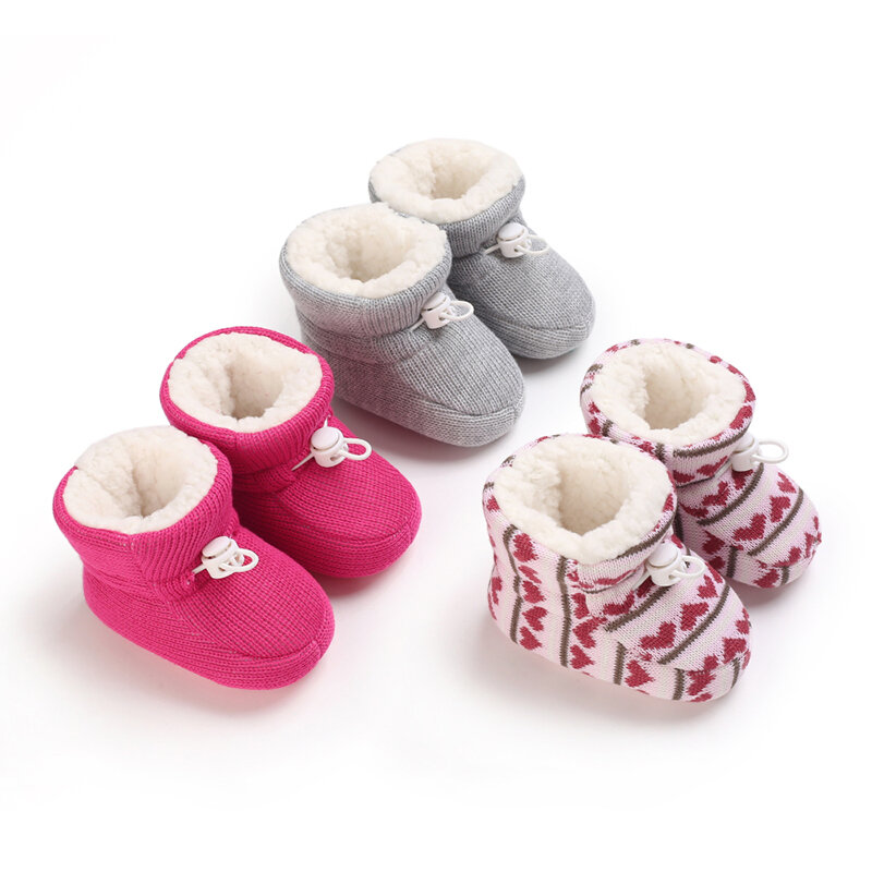 Sapatos de algodão antiderrapante com sola macia recém-nascidos, botas de pelúcia para neve, sapatos de criança quentes, novo, inverno