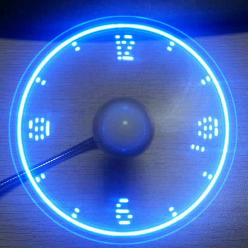 Handheld Fan Creative Round Clock Shape Handheld USB Mini Cooling Fan with LED Night Lights Led Summer Fans Valentine's Day