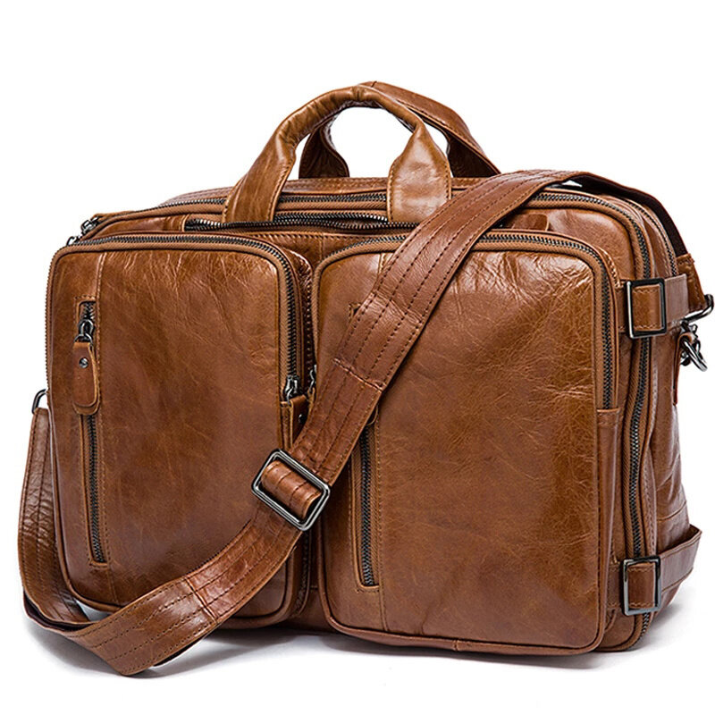 Hot Sale Men's Leather Briefcase Bag for Document Laptop Bags 14 Men's Business Bag Leather Messenger Computer Briefcase Totes