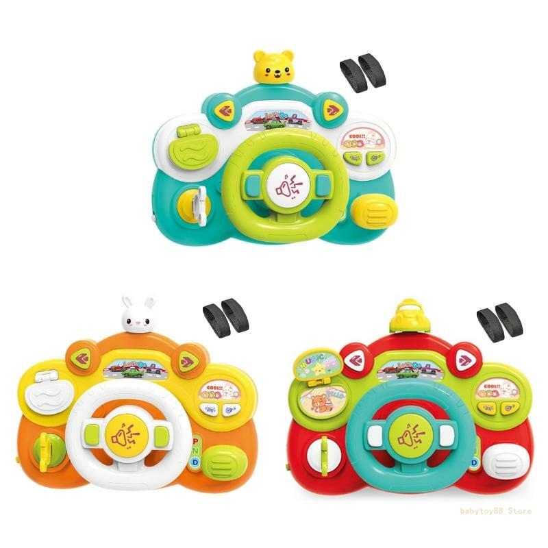 Y4UD Electric Steering Wheel Toy Baby Interaction Driver Play Toy Kids Education Gift