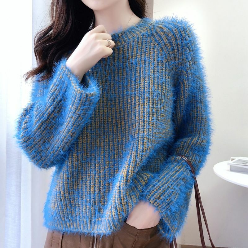 Fashion O-Neck Loose Asymmetrical Knitted Sweater Women's Clothing 2023 Autumn Winter New Casual Pullovers Commute Tops