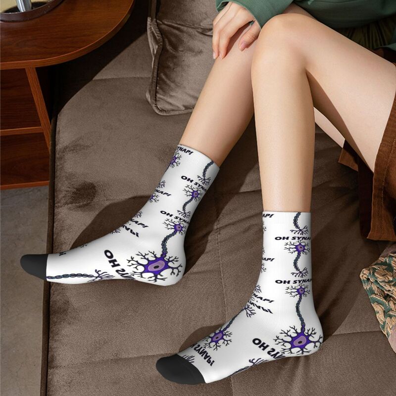 All Seasons Crew Stockings Neuron - Oh Snap! Science Pun Socks Harajuku Funny Hip Hop Long Socks Accessories for Men Women Gifts