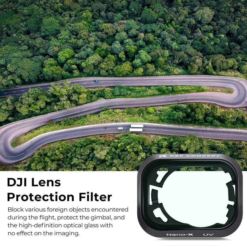K & F Concept filtro UV per DJI Drone Mini3 / Mini3 Pro con pellicola verde antiriflesso su un lato resistente ai graffi impermeabile