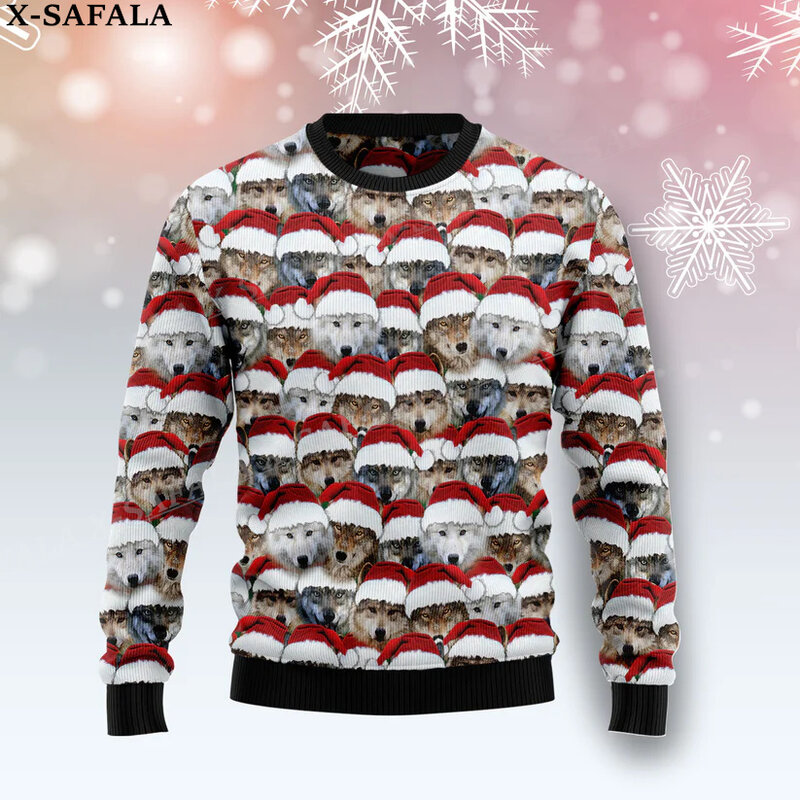 귀여운 강아지 크리스마스 니트 스웨터, 재미있는 할로윈 크리스마스 선물, 점퍼 탑, 커플 파티, 유니섹스 캐주얼-1