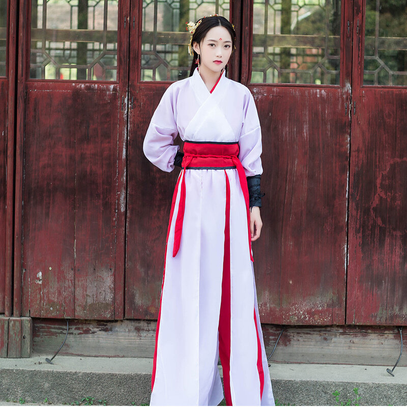 Vestido chino de artes marciales negras para mujer, bata Hanfu bordada, traje de Cosplay de baile folclórico de estilo chino, ropa tradicional