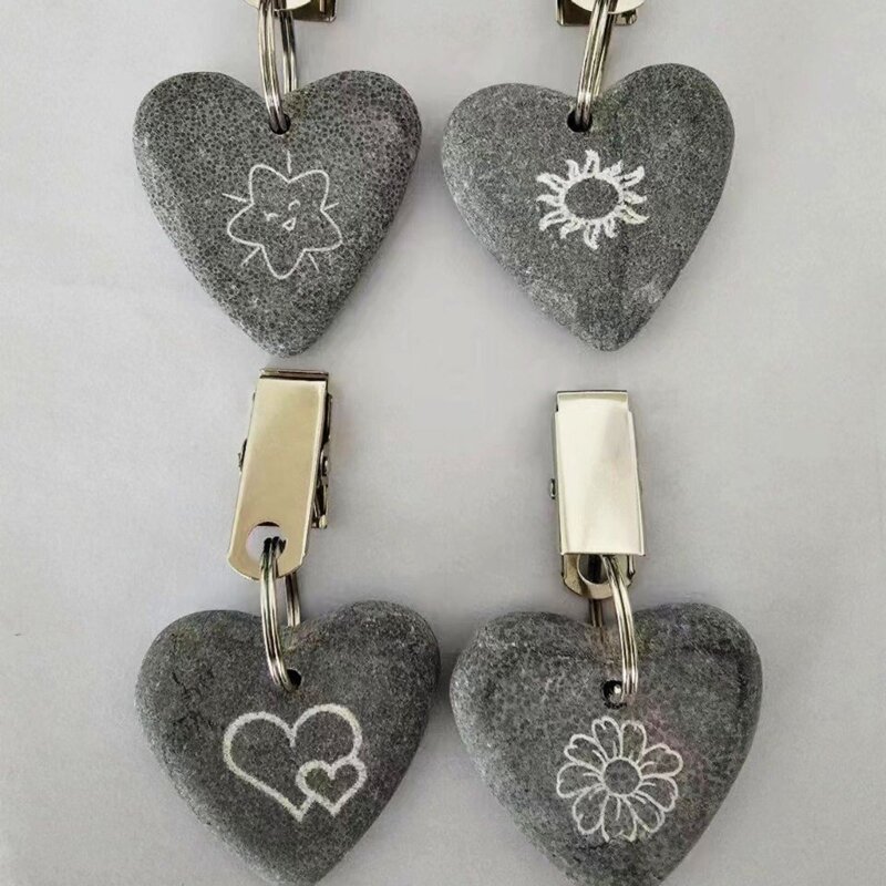 8 pezzi di pesi per tovaglia a forma di cuore in pietra di marmo supporto per Clip di fissaggio per decorazioni da Picnic in campeggio per feste in famiglia