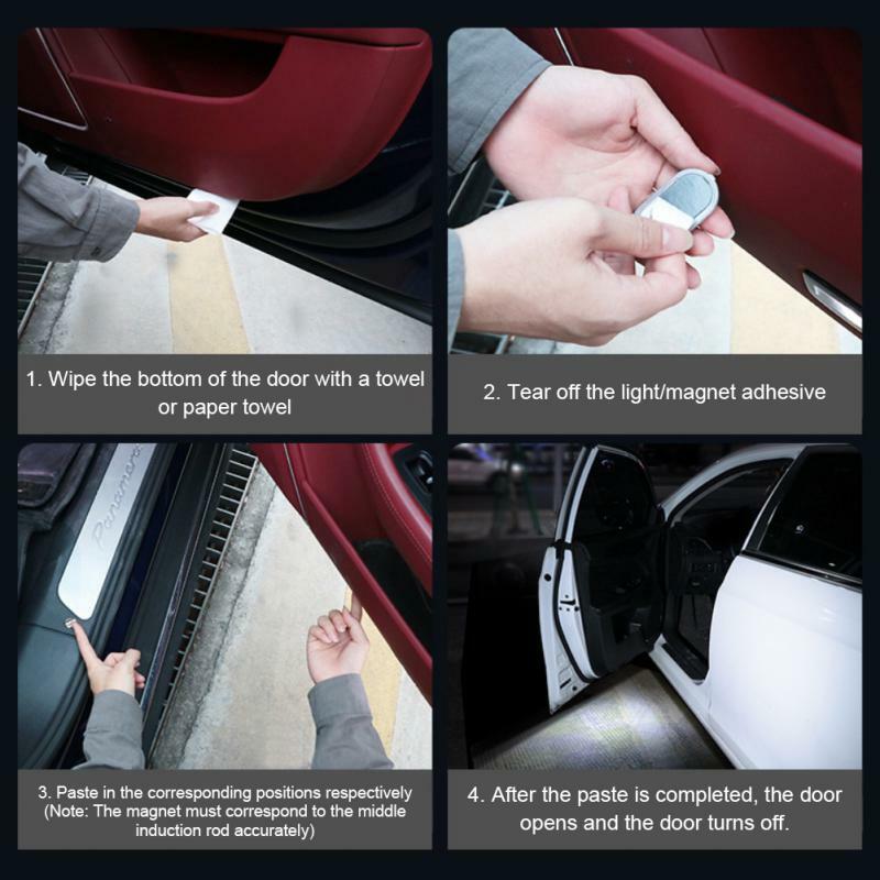 1 ~ 10ชิ้นไฟ LED ติดประตูรถยนต์ภายในรถ USB ชาร์จได้สวิตช์แม่เหล็กไร้สาย lampu tidur LED สัญญาณต้อนรับประตูรถยนต์