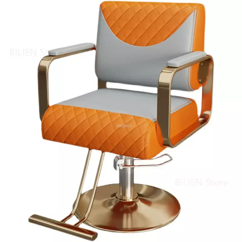 Nordic Metal Barber Chairs Reclining Professional Modern Beauty Barber Chair Shaving Makeup Cadeira De Barbeiro Salon Furniture