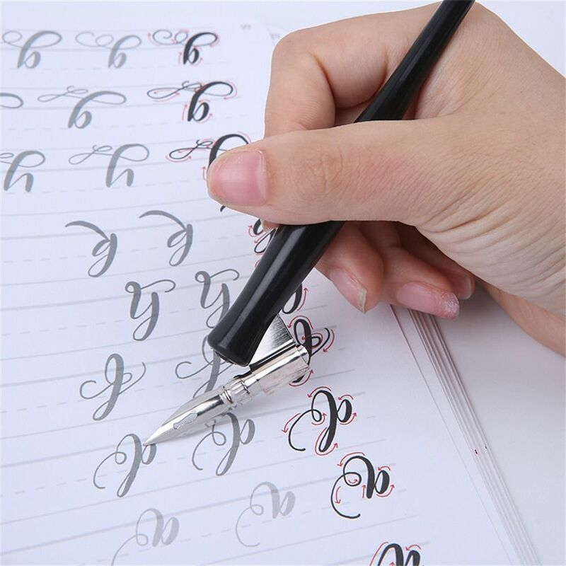 Oblique Dip Pen Holder English Writing Art Drawing Copperplate Script Pen Adjustable Resin Calligraphy Pen Nib Signature