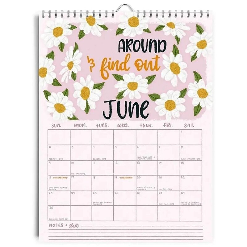 2PCS Hanging Monthly Here We Go Again 2024 Calendar Fashion Paper Wall Decor Wall Calendar Weekly Organizer Planner Easy Install