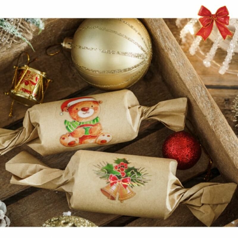 Adesivos decorativos adesivos para presentes do festival, decoração do Natal, etiquetas pegajosas, árvore do boneco de neve, artesanato DIY