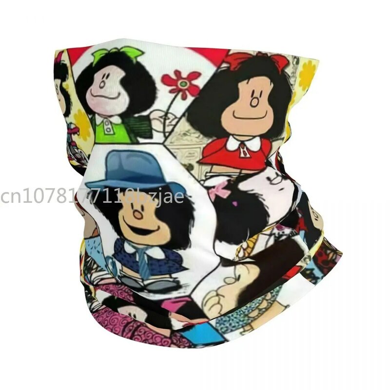 Mafalda Collage Winter Headband Neck Warmer Women Men Ski Camping Tube Scarf Cartoon Manga Quino Comic Face Bandana Gaiter