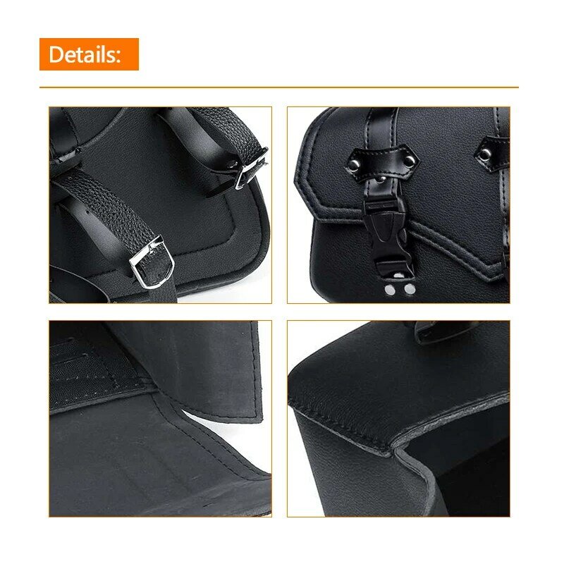Borse laterali per moto borsa per attrezzi laterale borsa da sella per bagagli borsa nera universale in pelle PU per Honda/Suzuki/Kawasaki/Yamaha