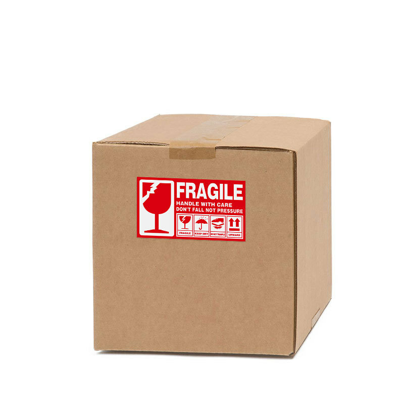 50/100Pcs Fragiele Waarschuwing Label Sticker Logistiek Accessoires Waarschuwings Bord Handvat Met Zorg Houden Express Label Lijm