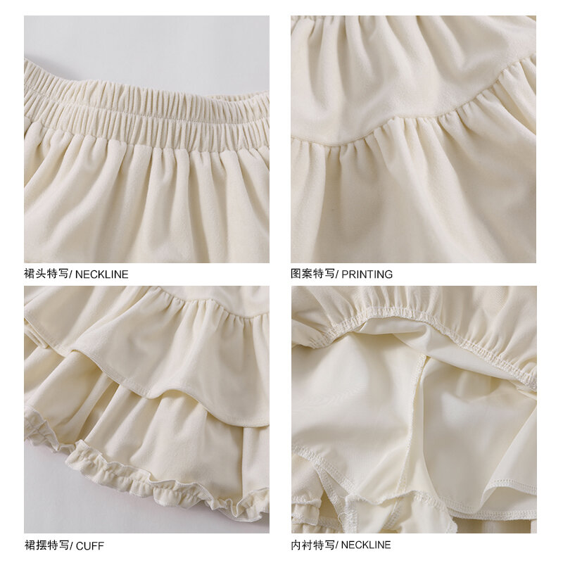 Falda corta japonesa con volantes para mujer, minifalda acampanada de estilo Lolita, Ballet, cintura alta, 2024