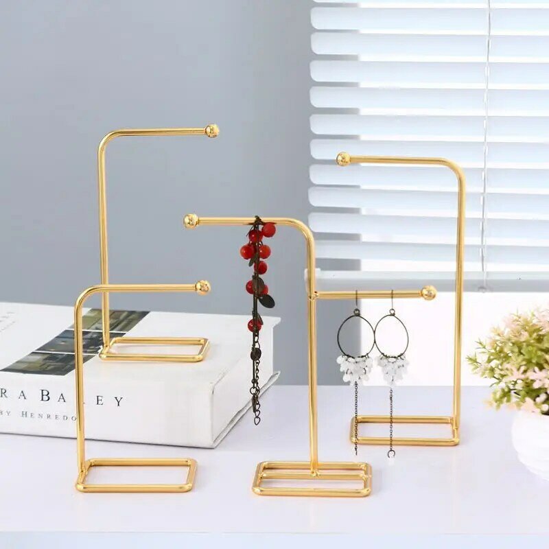 New Metal Earring Display Stand T-shaped Earring Ring Necklace Jewelry Organizer Shelf Pendant Watch Holder Showing Storage Rack