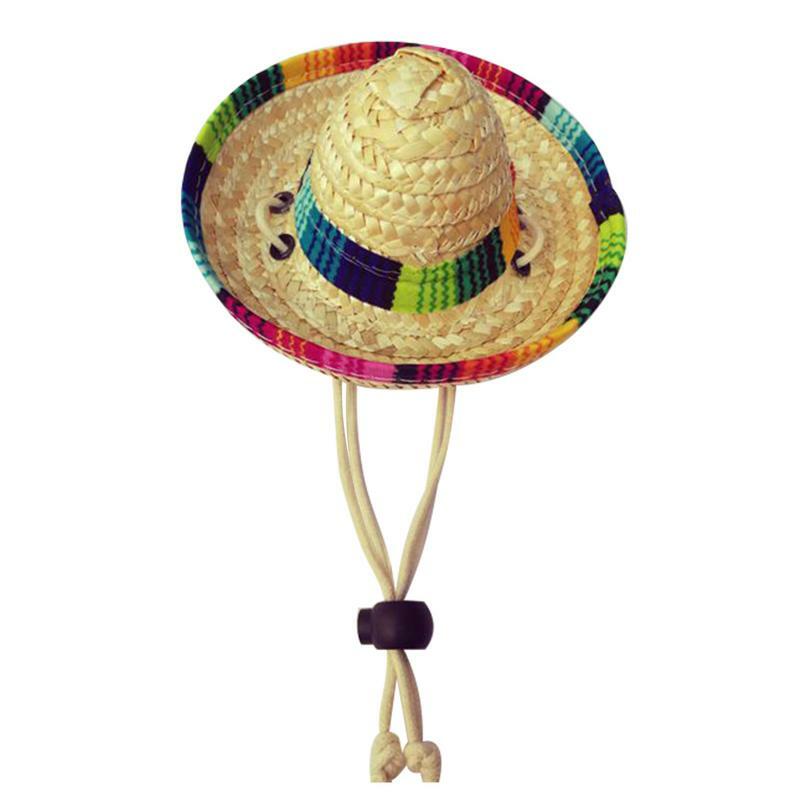 개 솜브레로 모자 미니 개 모자, 자연 직물과 밀짚 손수 만든 멕시코 파티 모자, 어린이 생일 파티 카니발 부품