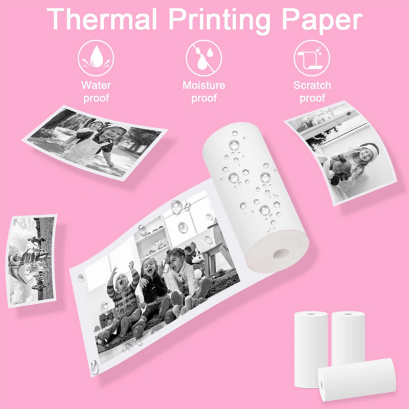 Papier thermique blanc 57x25mm, 5/10/15/20, appareil photo pour enfants, impression instantanée, pièces de rechange