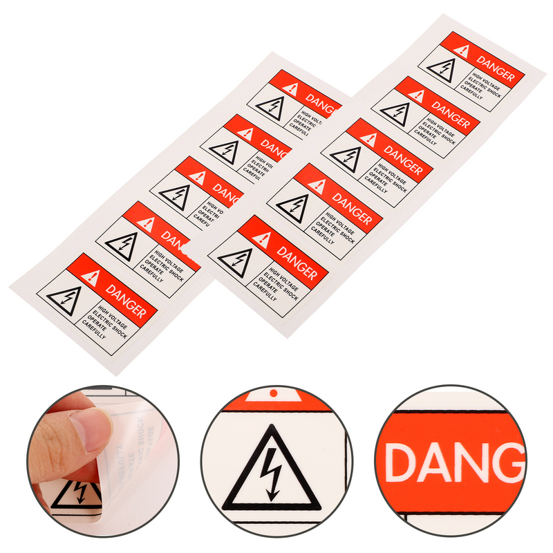 Pegatinas adhesivas de seguridad para uñas, 10 piezas, señal de advertencia roja, pegatina delicada, caja de interruptor