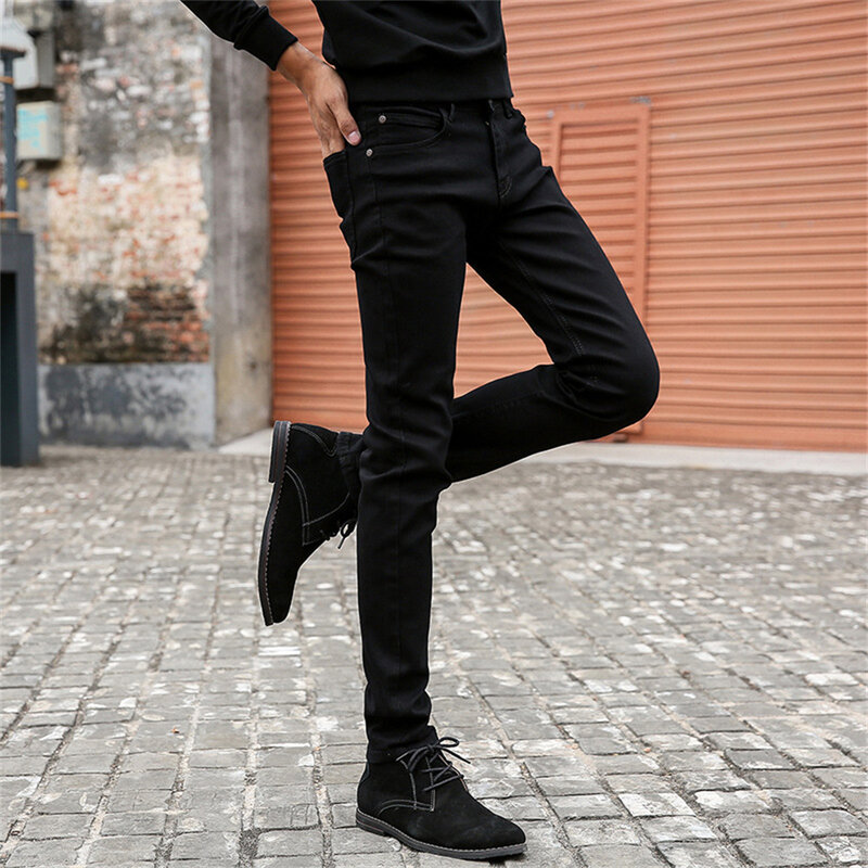 Jean extensible de marque noir pour homme, pantalon en Denim, coupe droite, ample, Slim, décontracté, nouvelle collection printemps été 2022