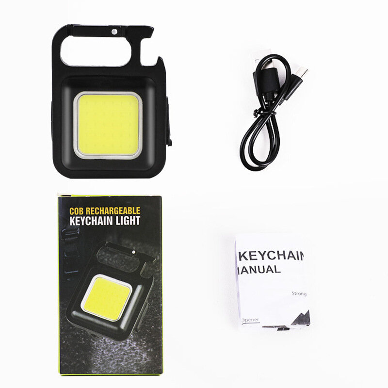 COB 키 체인 라이트 USB 충전 비상 램프, 다기능 미니 눈부심, 강력한 자기 수리 작업, 야외 캠핑 조명