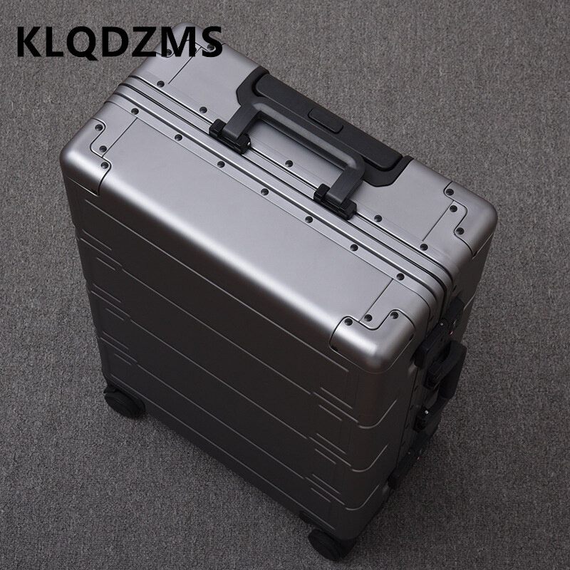 Klqdzms 20 "24" 26 "28" Verdikte Unisex Commerciële Aluminium-Magnesium Legering Koffer Hoge Capaciteit anti-Collision Cabine Bagage