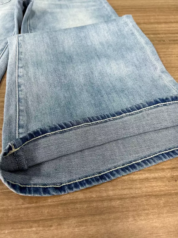 Celana Denim kaki lebar wanita, Jeans kasual pinggang tinggi potongan Boom panjang 2024