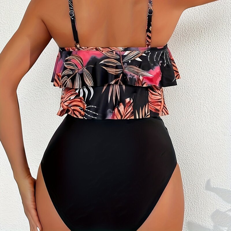 Bikini 2024 pinggang tinggi lipit seksi pakaian renang wanita pakaian renang wanita Set Bikini motif pakaian pantai Brasil pakaian mandi Biquini
