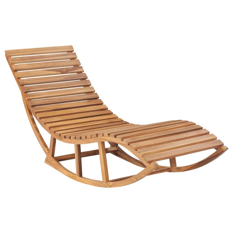 Tumbona mecedora, silla reclinable de madera maciza de teca para exteriores, muebles de Patio de 60x180x73 cm