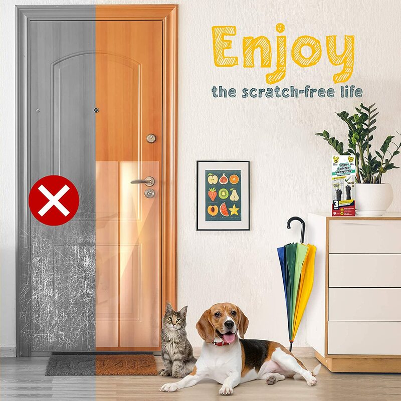 Door Protector from Dog Scratching Durable Cat Protector Tape Anti Scratch Guard Deterrent Tape for for Furniture, Window, Wall