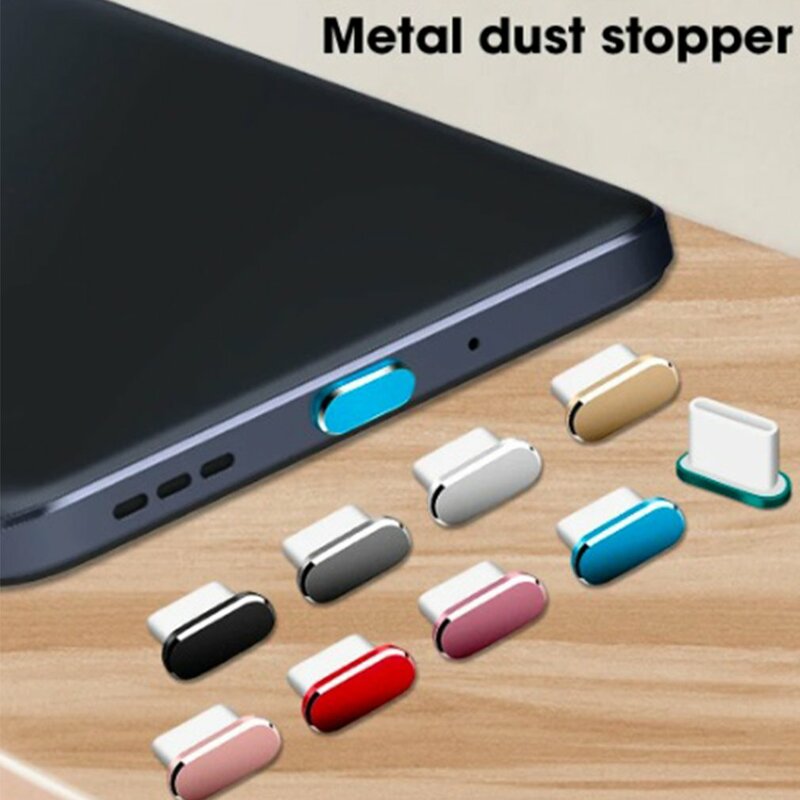 New 2pcs 15PM Metal Dust Plug Type-C Dust Cover for IPhone 15 Pro Max Plus Anti Lost Phone Charms Dirt Protector