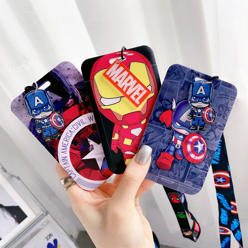 Disney Superhero ID Card Holder Neck Strap Pendant Cool Boys Door Badge Holder cordini portachiavi uomo Work credrency Case Gift